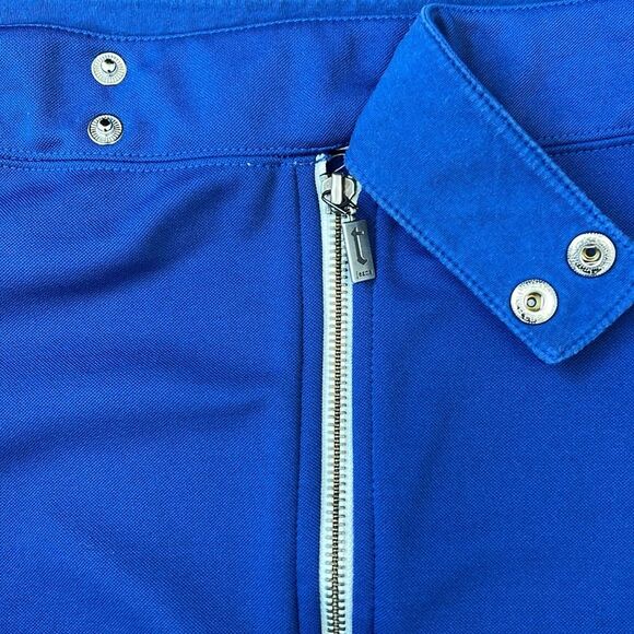Tommy Hilfiger Jeans Size Small Cropped Off the Shoulder Top Blue Zip Up 90s Y2K - Picture 11 of 12